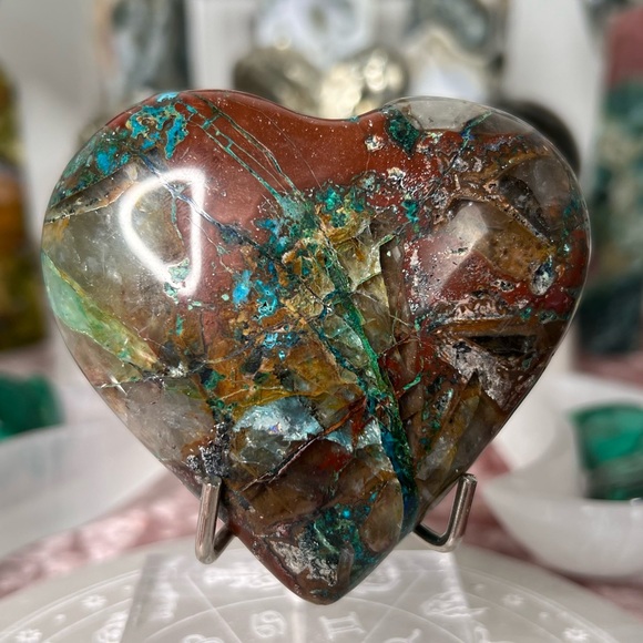 Rainbow Chrysocolla Heart 🌈🤍🌈  RCH1 - Picture 3 of 5